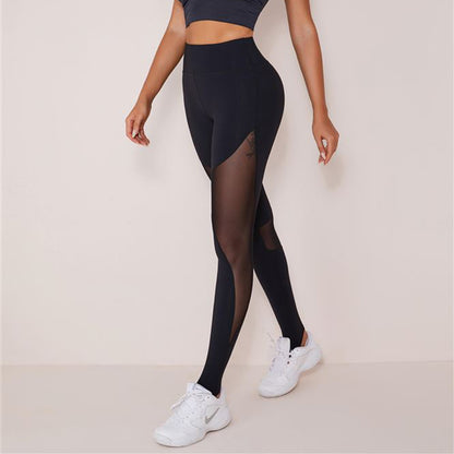 CardioFashion Damen Leggings aus Netzstoff mit hoher Taille 