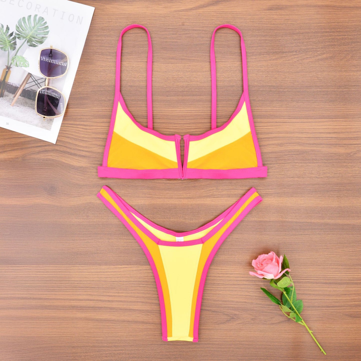 🖤Sensfeel Female internationality Stylish Contrast Color Bikini Set