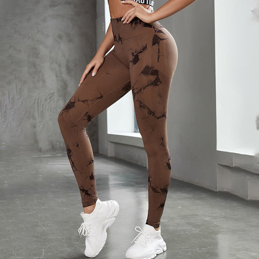 CardioFashion Damen Mehrfarbige Batik-Fitness-Yoga-Leggings 