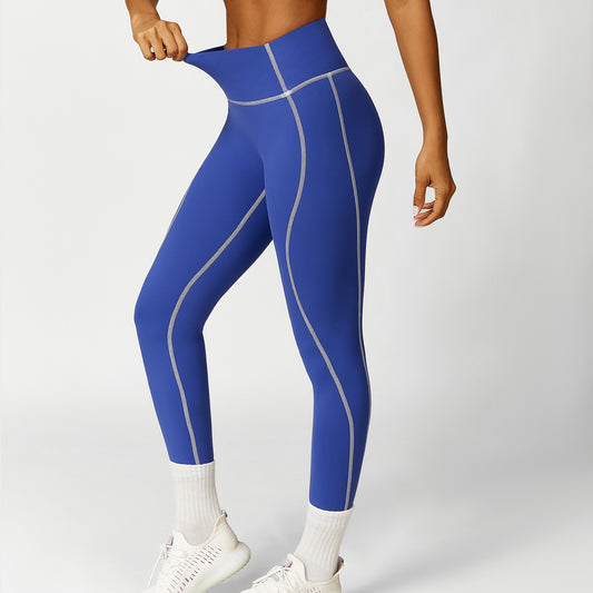 CardioFashion Damen Hip-Lift Fitness Leggings mit hoher Taille und einfarbiger 