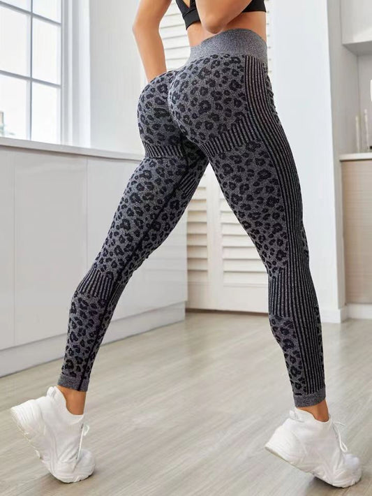 CardioFashion Damen Leggings mit Leopardenmuster zur Bauchstraffung 