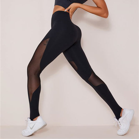 CardioFashion Damen Leggings aus Netzstoff mit hoher Taille 