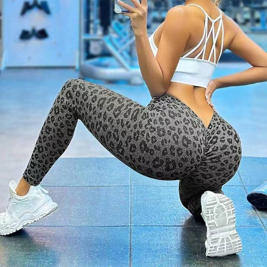 Sensfeel Female  V Waist Leopard Print Skinny Leggings